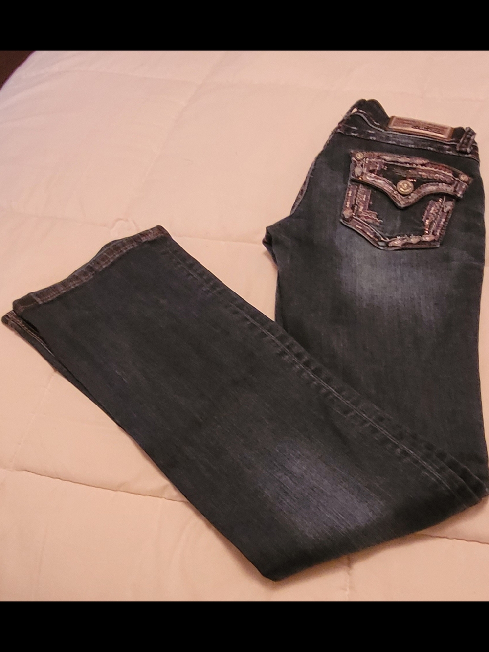 Grace Dark Wash Bootcut Jeans with Embroidered Back Pockets
